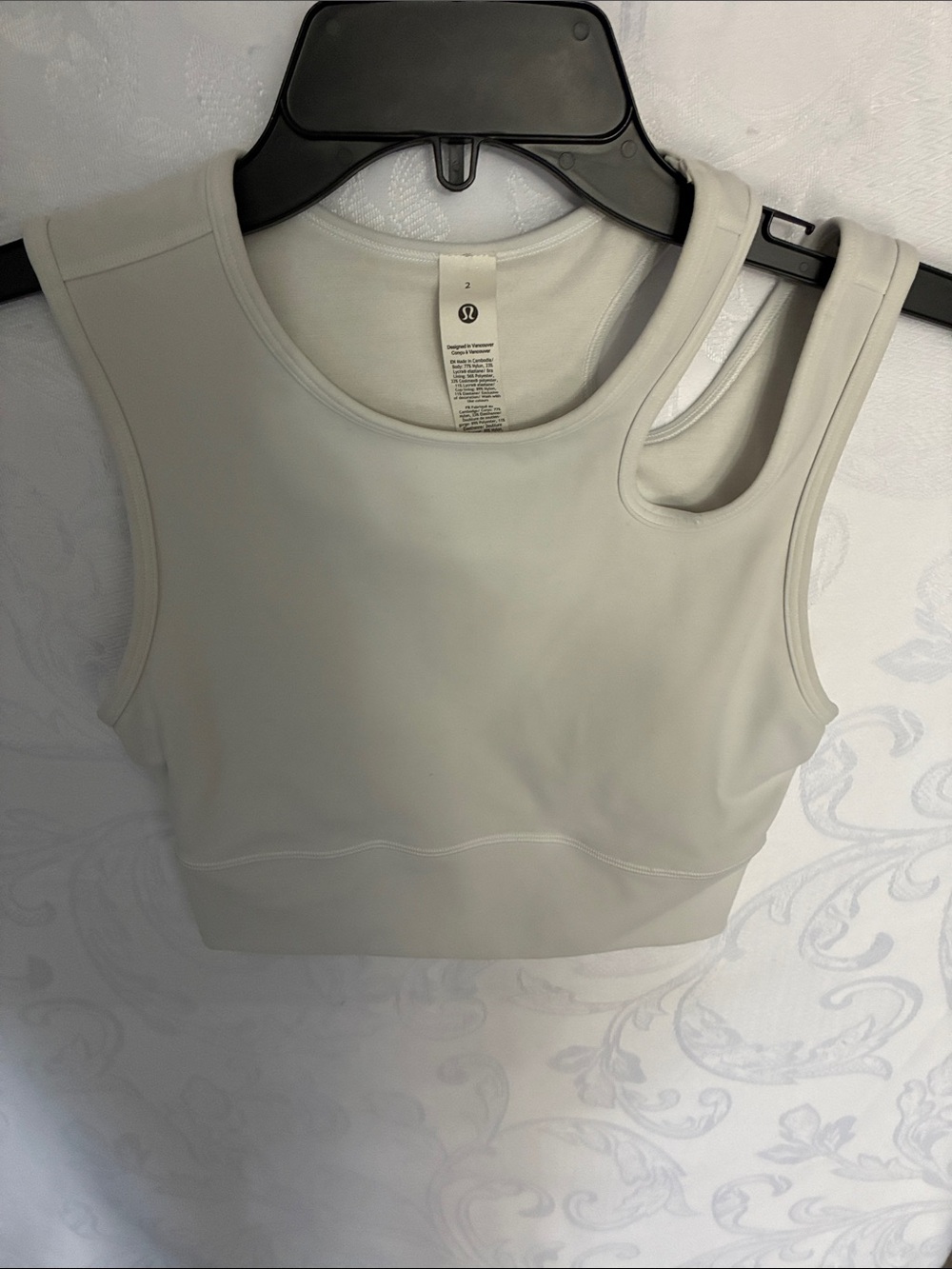 lululemon athletica Cream Asymmetric Cutout Crop Top